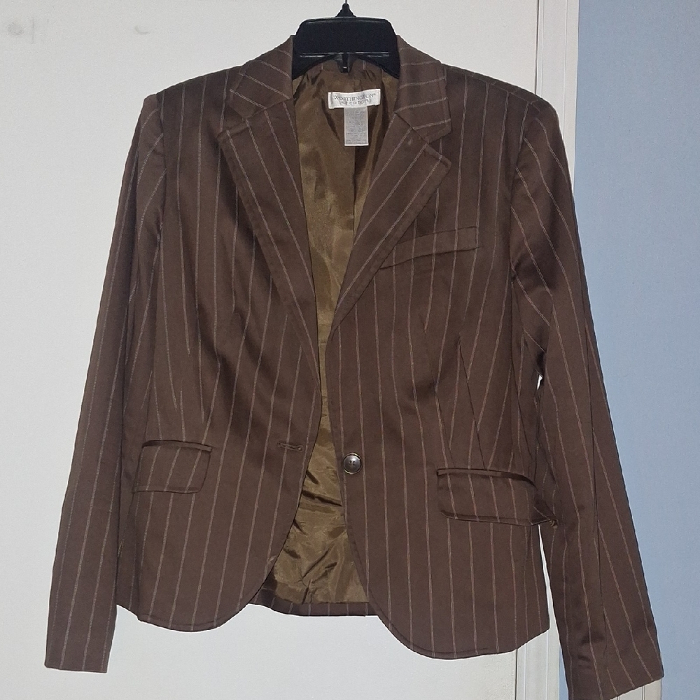 Brown Stripe Blazer & Capri